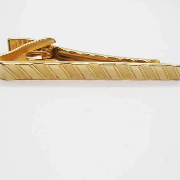 Vintage Tie Clip gold tone Necktie Holder Man's Suit Accessory Formal Wear - Picture 1 of 3